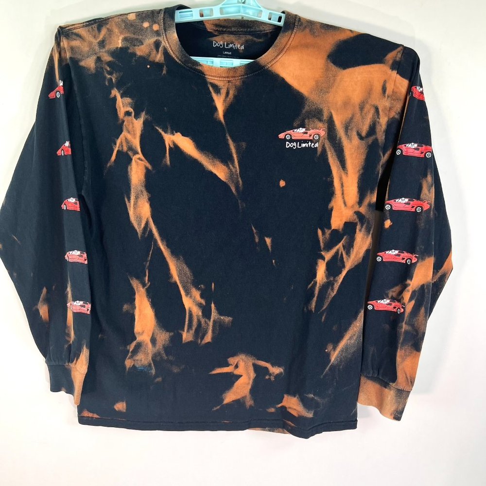 Dog Limited Long Sleeve Tie Dye Shirt  Adult Size L Black Orange Made in USA
